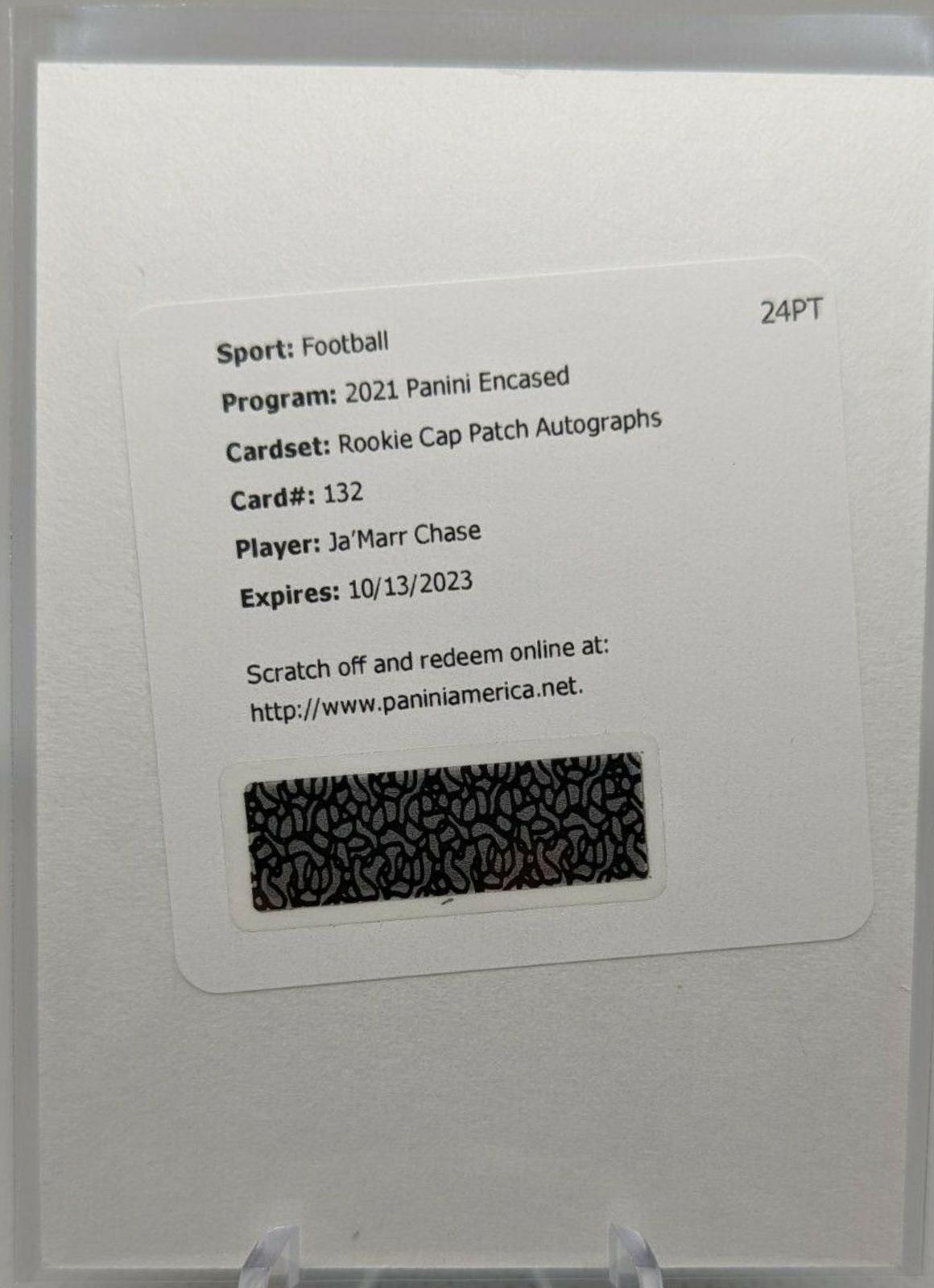 Ja'Marr Chase [Cap Patch Autograph] #132 Football Cards 2021 Panini Encased