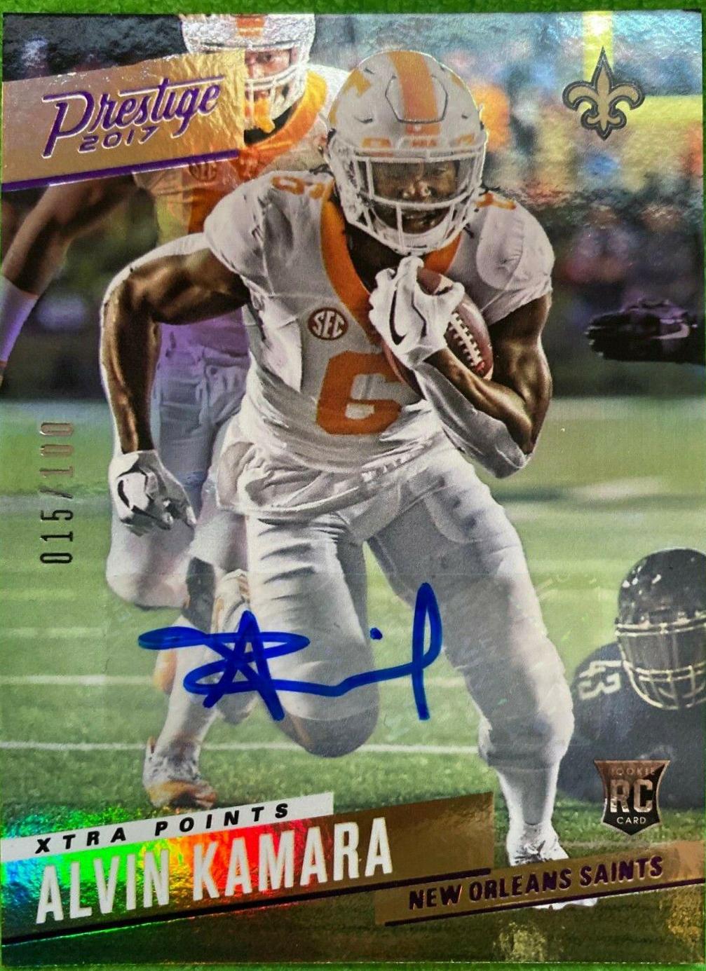 Alvin Kamara [Signature Purple Xtra Points] #251 Football Cards 2017 Panini Prestige