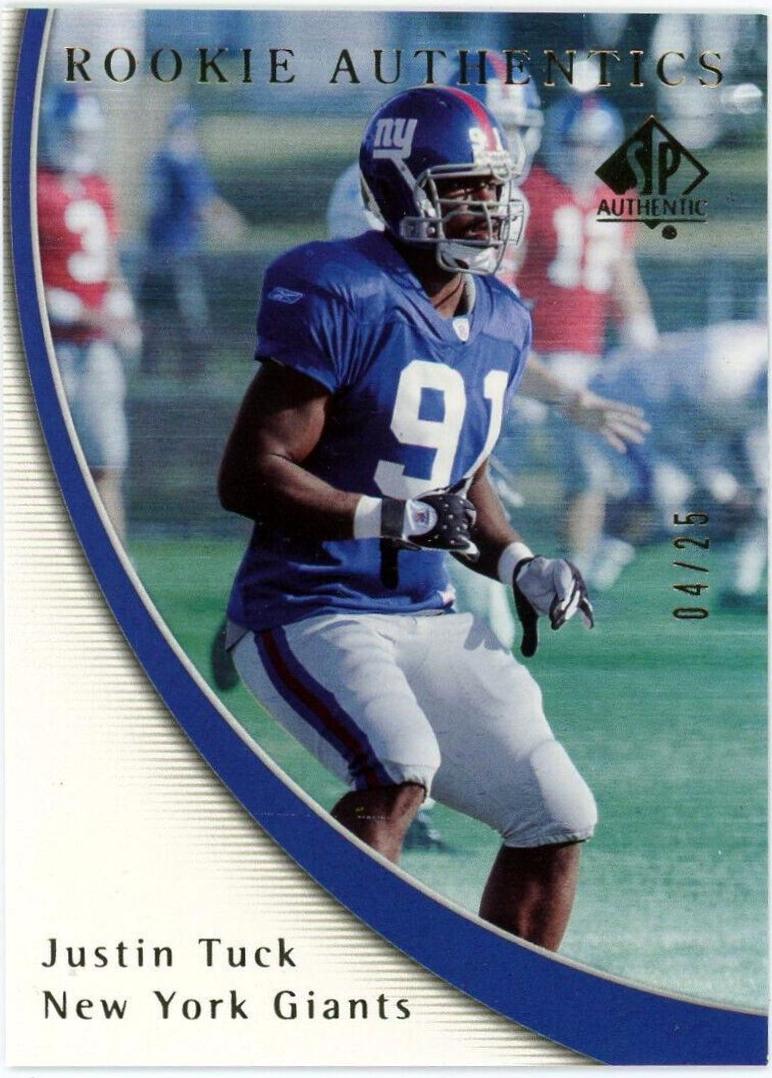 Justin Tuck [Gold] #142 Football Cards 2005 SP Authentic