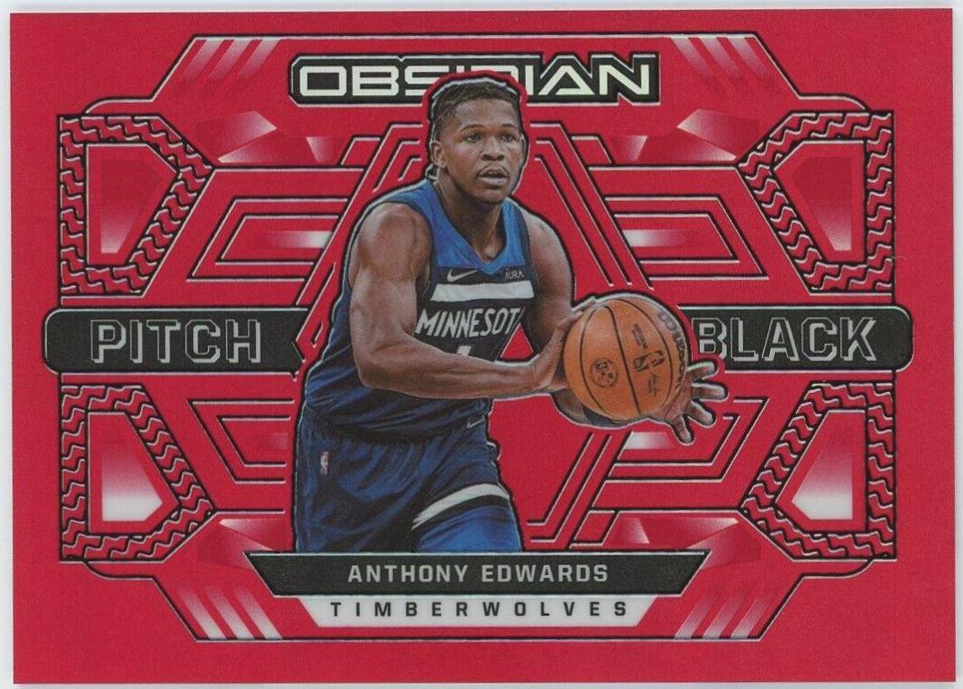 Anthony Edwards [Red Flood] #1 Basketball Cards 2021 Panini Obsidian Pitch Black