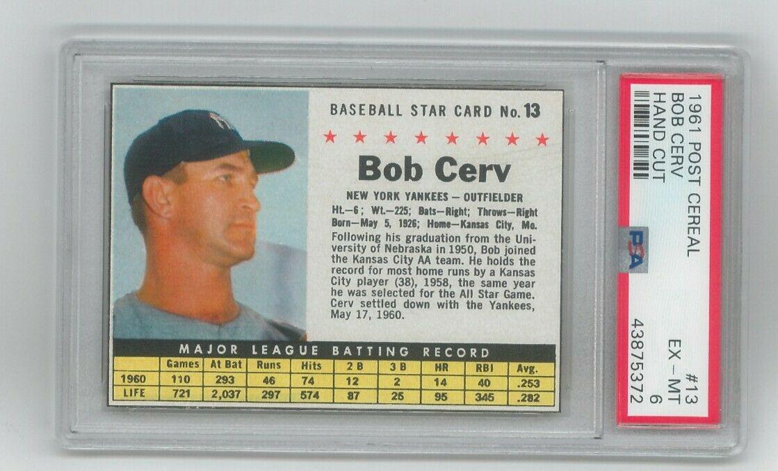 Bob Cerv [Hand Cut] #13 Baseball Cards 1961 Post Cereal