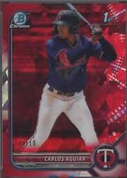 Carlos Aguiar [Red] #BCP-1 Baseball Cards 2022 Bowman Chrome Prospects Sapphire