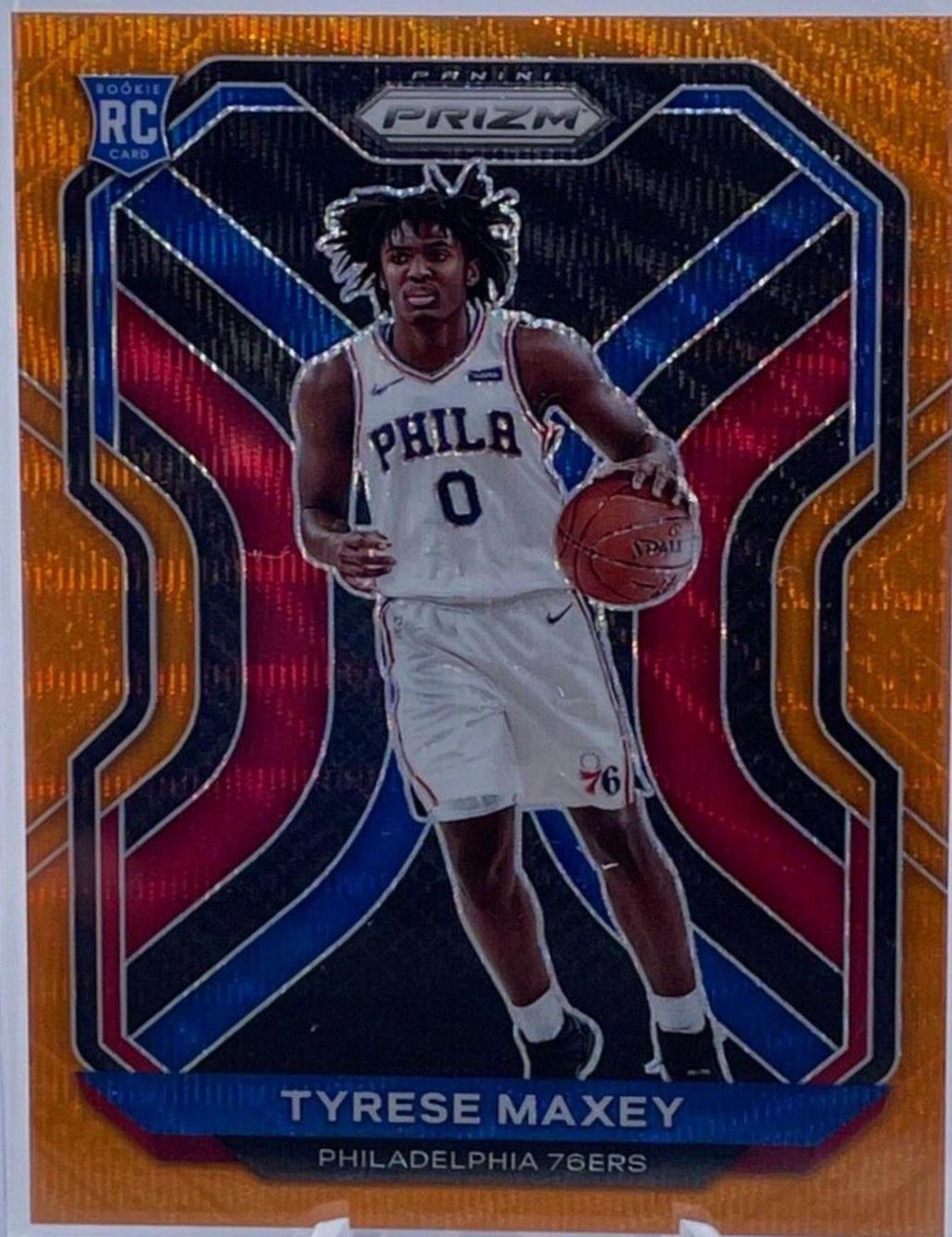 Tyrese Maxey [Orange Wave Prizm] #256 Basketball Cards 2020 Panini Prizm