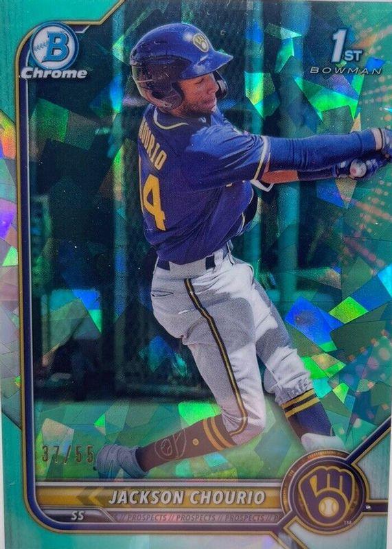 Jackson Chourio [Aqua] #BCP-79 Baseball Cards 2022 Bowman Chrome Prospects Sapphire