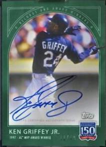 Ken Griffey Jr. [Autograph Green] #22B Baseball Cards 2019 Topps 150 Years of Baseball