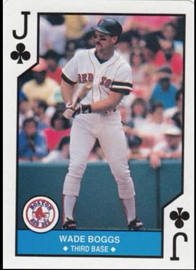 Wade Boggs [Jack of Clubs] Baseball Cards 1990 U.S. Playing Card All Stars