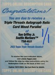 Ken Griffey Jr. #TTAR-KGJ1 Baseball Cards 2022 Topps Triple Threads Autograph Relic Prices