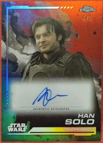 Alden Ehrenreich as Han Solo [Dathomir Red Refractor] #AU-AE Star Wars 2024 Topps Chrome Autograph