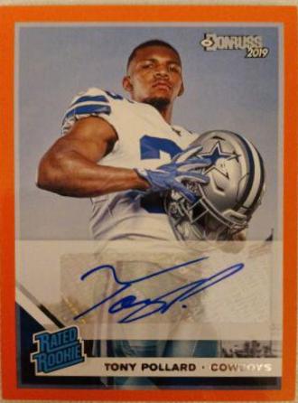 Tony Pollard [Autograph Orange] #337 Football Cards 2019 Donruss