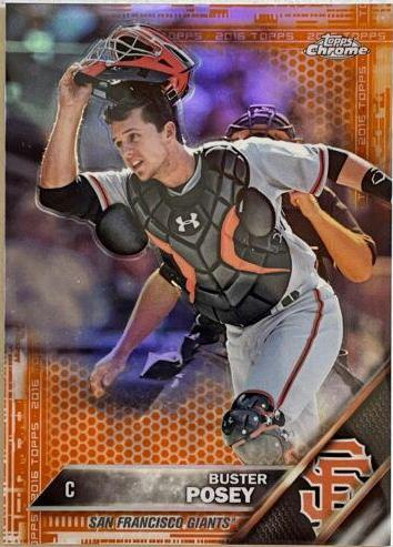 Buster Posey [Orange Refractor] #125 Baseball Cards 2016 Topps Chrome