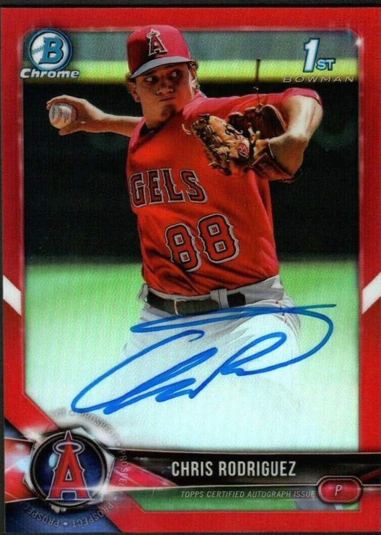 Chris Rodriguez [Red Refractor] #CPA-CR Baseball Cards 2018 Bowman Chrome Prospects Autographs