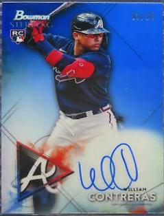 William Contreras [Blue Refractor] #BSRA-WC Baseball Cards 2021 Bowman Sterling Rookie Autographs