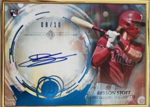 Bryson Stott [SP Variation Blue] #TCAV-BS Baseball Cards 2022 Bowman Transcendent Autographs