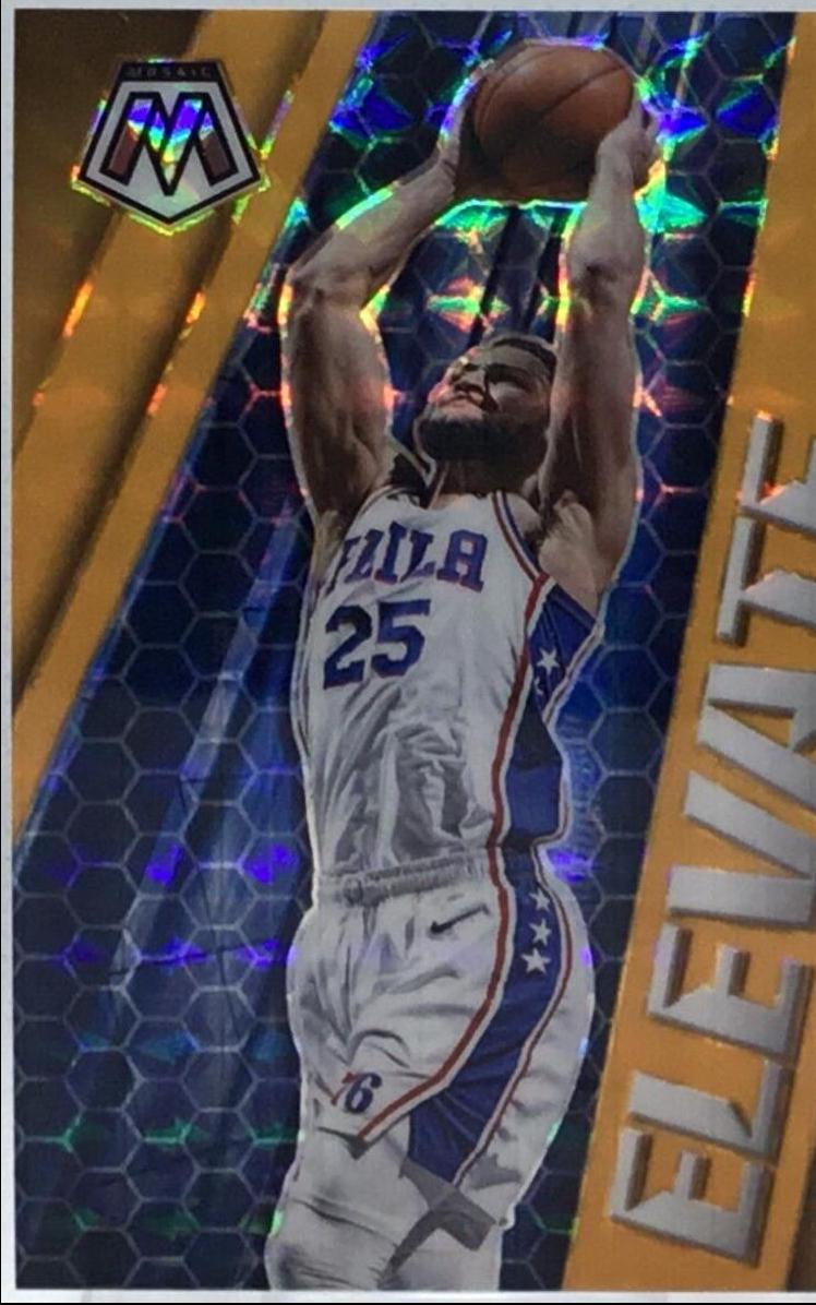 Ben Simmons [Orange Fluorescent] #22 Basketball Cards 2020 Panini Mosaic Elevate