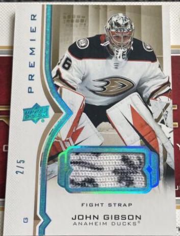 John Gibson [Fight Strap] #29 Hockey Cards 2020 Upper Deck Premier