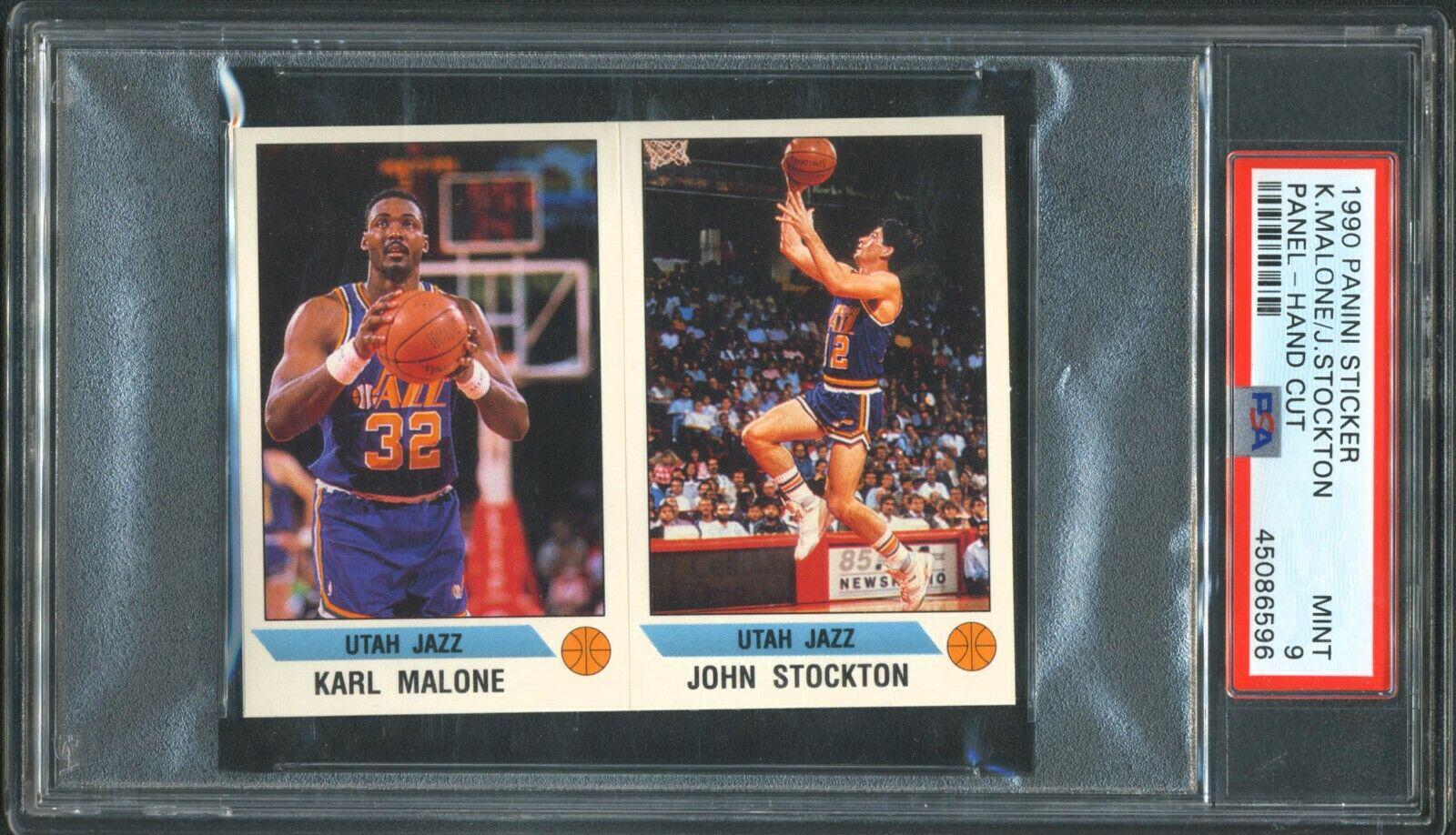 Stockton, Malone Basketball Cards 1990 Panini Sticker