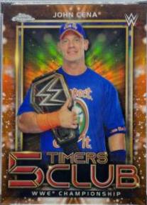 John Cena [Orange Refractor] #5T-6 Wrestling Cards 2021 Topps Chrome WWE 5 Timers Club