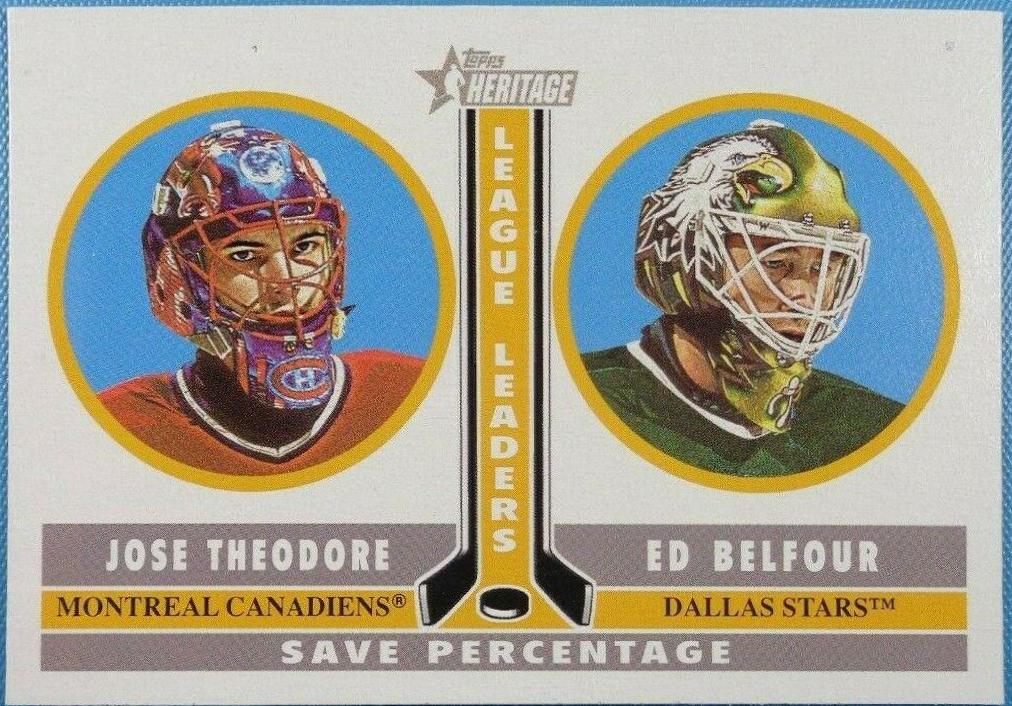 Ed Belfour, Jose Theodore #233 Hockey Cards 2000 Topps Heritage