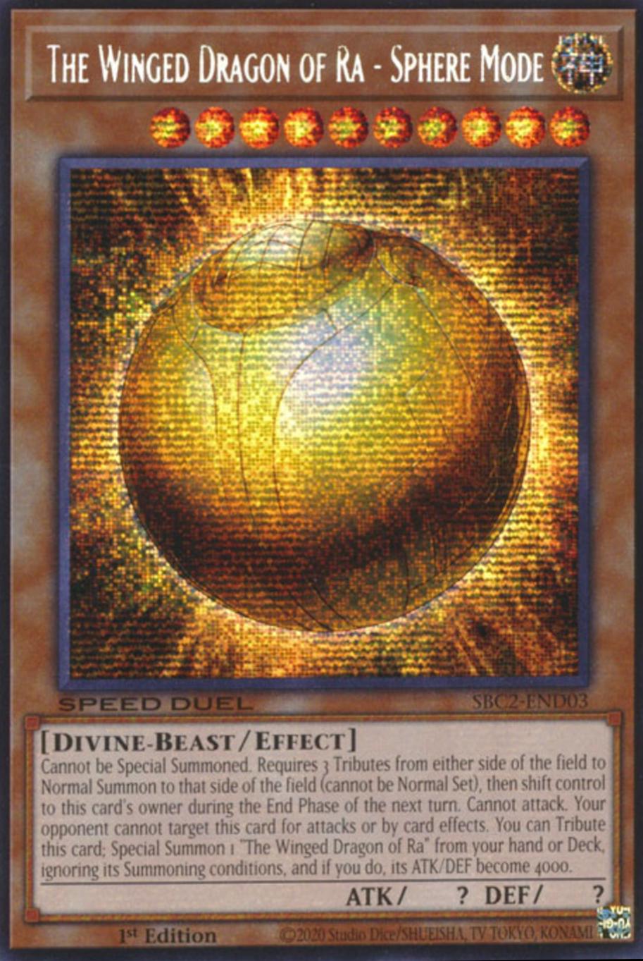 The Winged Dragon of Ra - Sphere Mode [Prismatic Secret Rare] SBC2-END03 YuGiOh Speed Duel: Battle City Finals