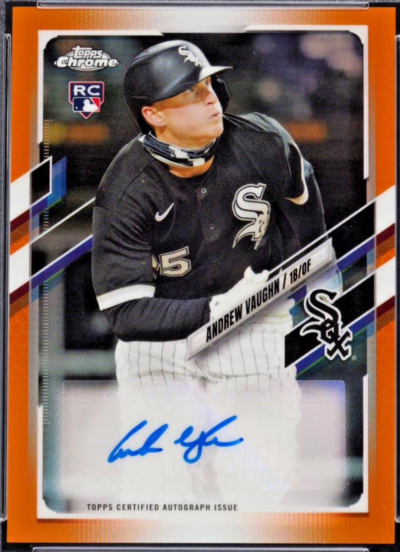 Andrew Vaughn [Orange Refractor] #CUSA-AV Baseball Cards 2021 Topps Chrome Update Autographs