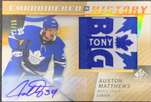 Auston Matthews [Autograph] #4 Hockey Cards 2021 SP Game Used Embroidered in History