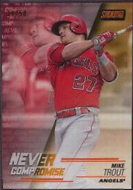 Mike Trout [Orange] #NC-MT Baseball Cards 2018 Stadium Club Never Compromise