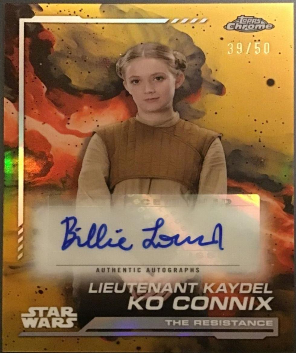 Billie Lourd as Lieutenant Kaydel Ko Connix [Gold Refractor] #AU-BL Star Wars 2024 Topps Chrome Autograph