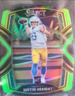 Justin Herbert 2020 Panini Select Die-Cut Neon Green Prizm buy