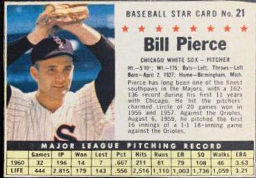 Bill Pierce [Hand Cut] #21 Baseball Cards 1961 Post Cereal