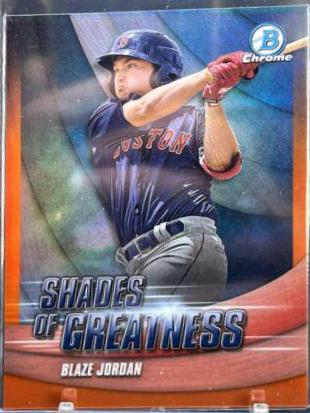 Blaze Jordan [Orange] #SG-18 Baseball Cards 2022 Bowman Chrome Shades of Greatness