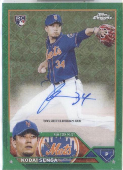 Kodai Senga [Green] #RCA-KS Baseball Cards 2023 Topps Chrome Logofractor Autograph