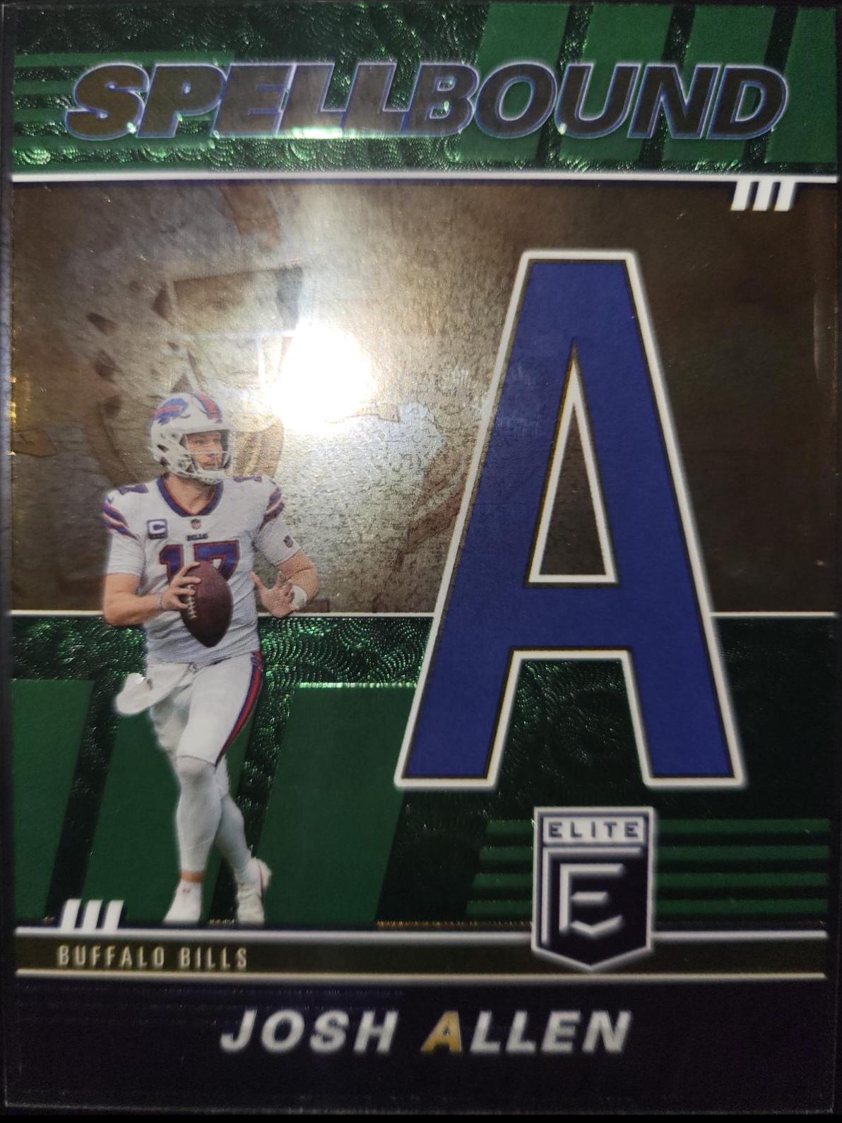 POP 1! retailer 2022 Donruss Elite Josh Allen Spellbound Letter A Purple #/75 PSA 9 Bills