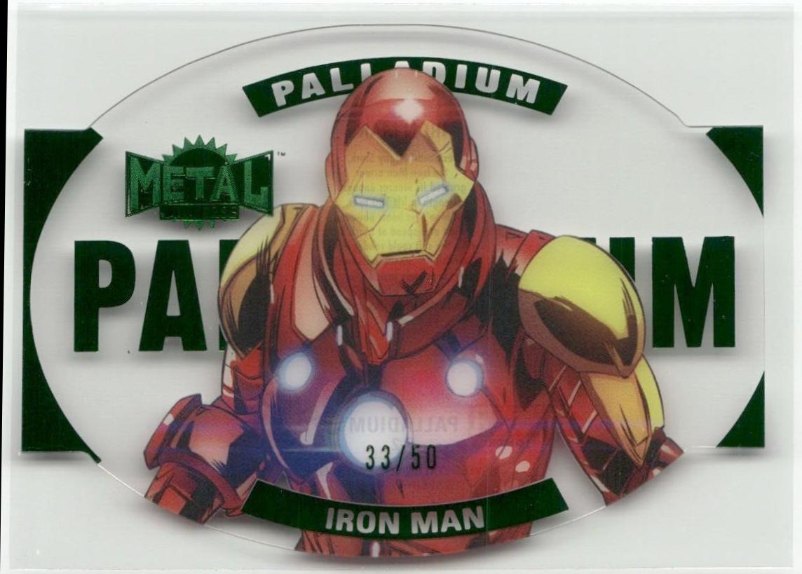 Iron Man [Emerald] #P-2 2024 SkyBox Metal Universe Avengers Palladium