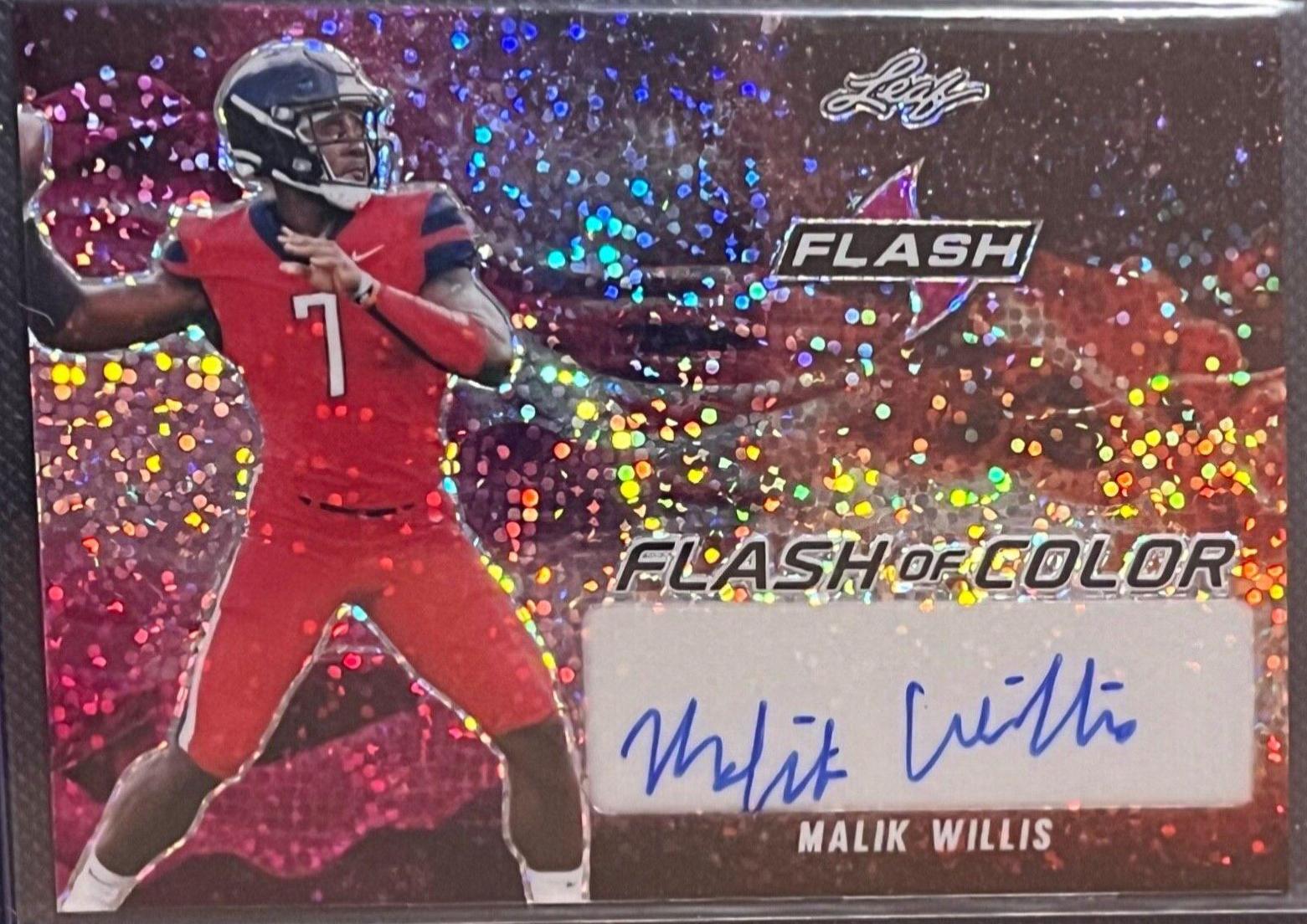 Malik Willis #FC-MW1 Football Cards 2022 Leaf Flash of Color Autographs