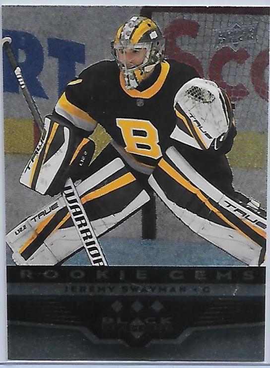 Jeremy Swayman #RG-JS Hockey Cards 2021 Upper Deck Black Diamond Rookie Gems