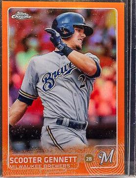 Scooter Gennett [Orange Refractor] #3 Baseball Cards 2015 Topps Chrome