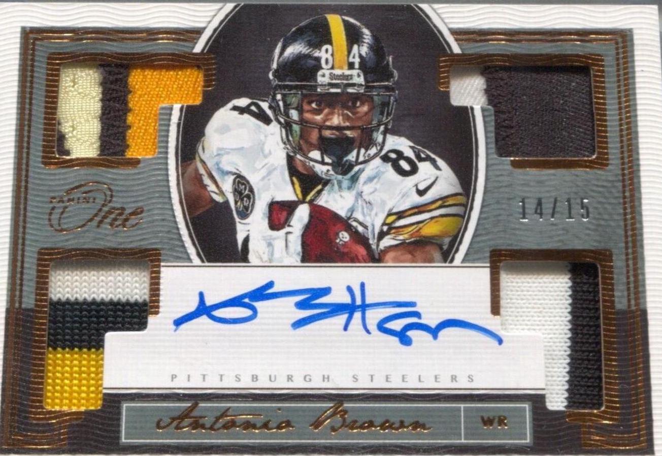 Antonio Brown [Quad Patch Autograph Bronze] #110 Football Cards 2018 Panini One