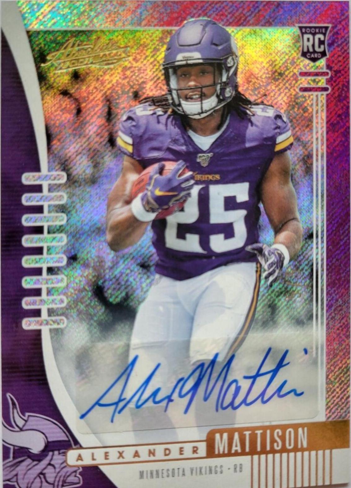 Alexander Mattison [Purple Rain Autograph] #102 Football Cards 2019 Panini Absolute