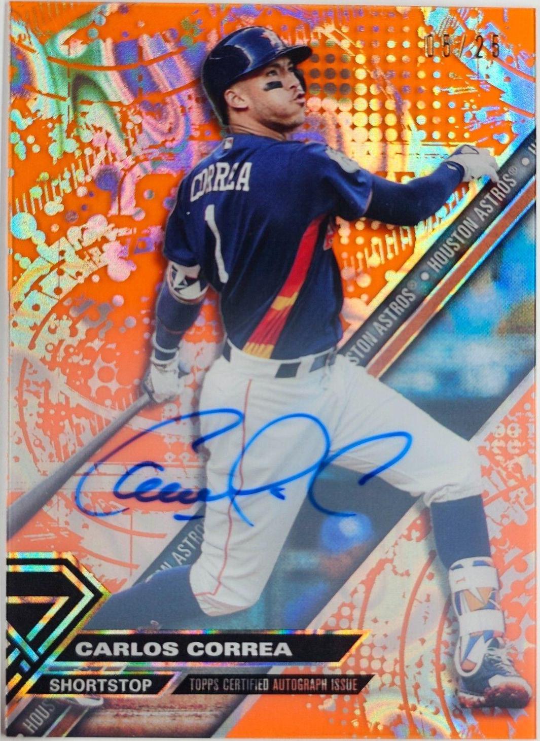 Carlos Correa [Autograph Orange Magma Diffractor] #CC Baseball Cards 2017 Topps High Tek