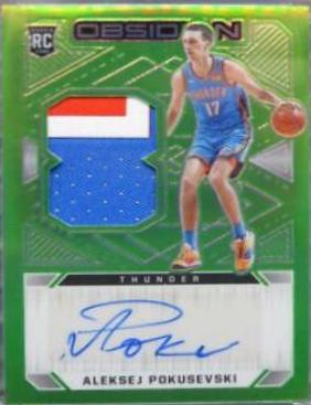 Aleksej Pokusevski [Jersey Autograph Green Flood] #227 Basketball Cards 2020 Panini Obsidian