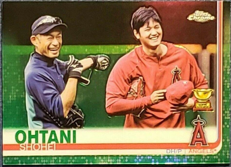 Shohei Ohtani [With Ichiro Green Refractor] #1 Baseball Cards 2019 Topps Chrome