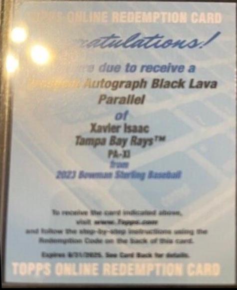 Xavier Isaac [Black Lava] #BSP-90 Baseball Cards 2023 Bowman Sterling