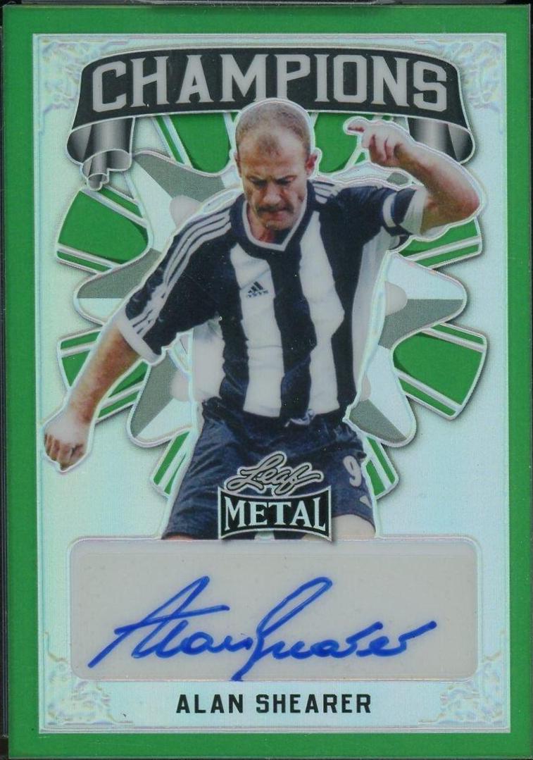 Alan Shearer [Prismatic Green] #C-AS1 Soccer Cards 2022 Leaf Metal Champions Autographs