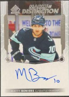 Matty Beniers #MD-BE Hockey Cards 2022 SP Authentic Marks of Distinction Autographs