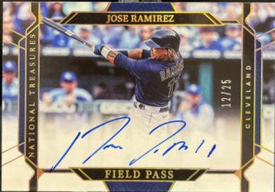 Jose Ramirez #FP-JR Baseball Cards 2022 Panini National Treasures Field Pass Signatures