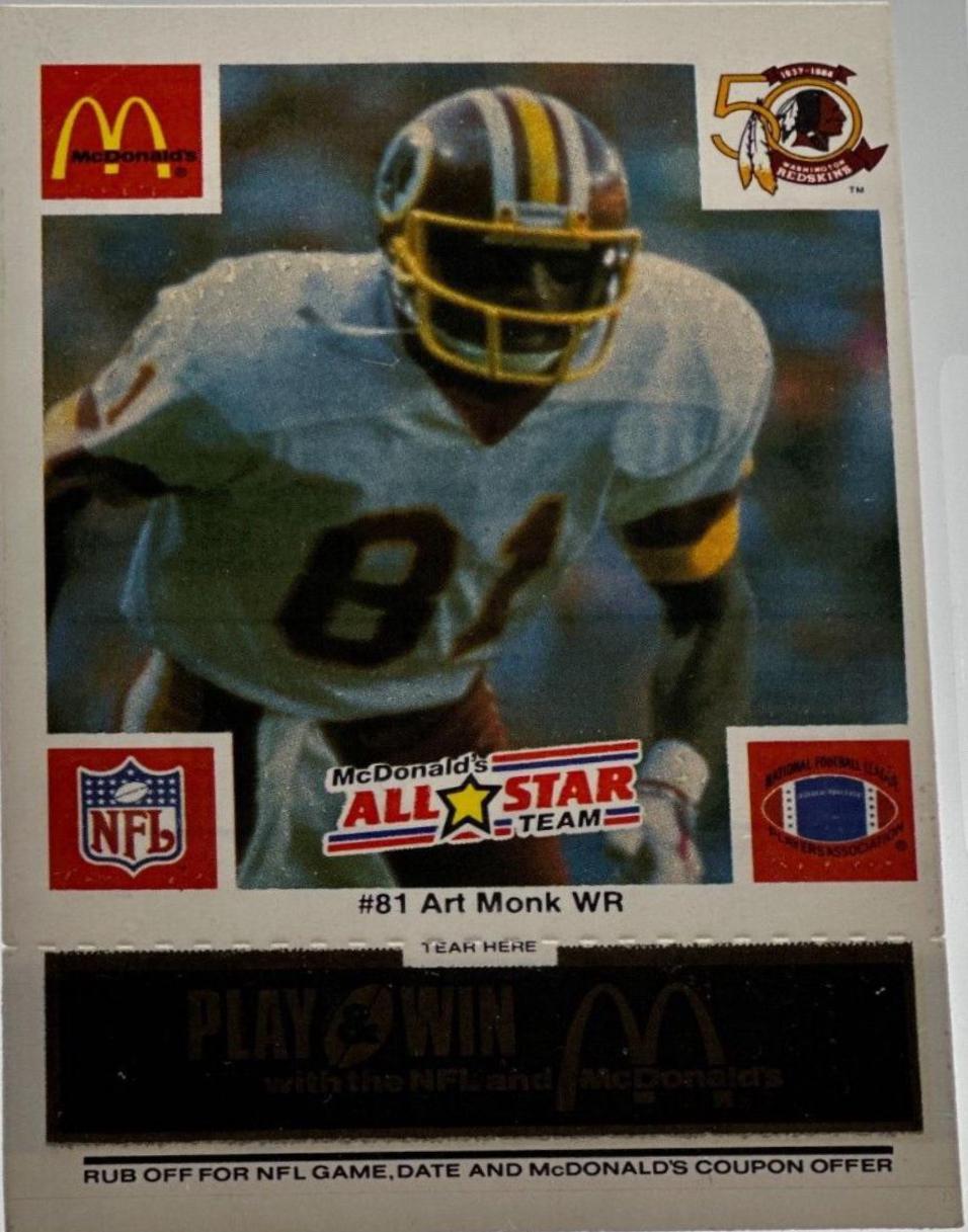 Art Monk [Black] #81 Football Cards 1986 McDonald's All Stars