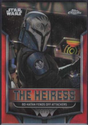 Bo-Katan Fends Off Attackers [Mustafar Lava Refractor] #TH-7 Star Wars 2024 Topps Chrome The Heiress