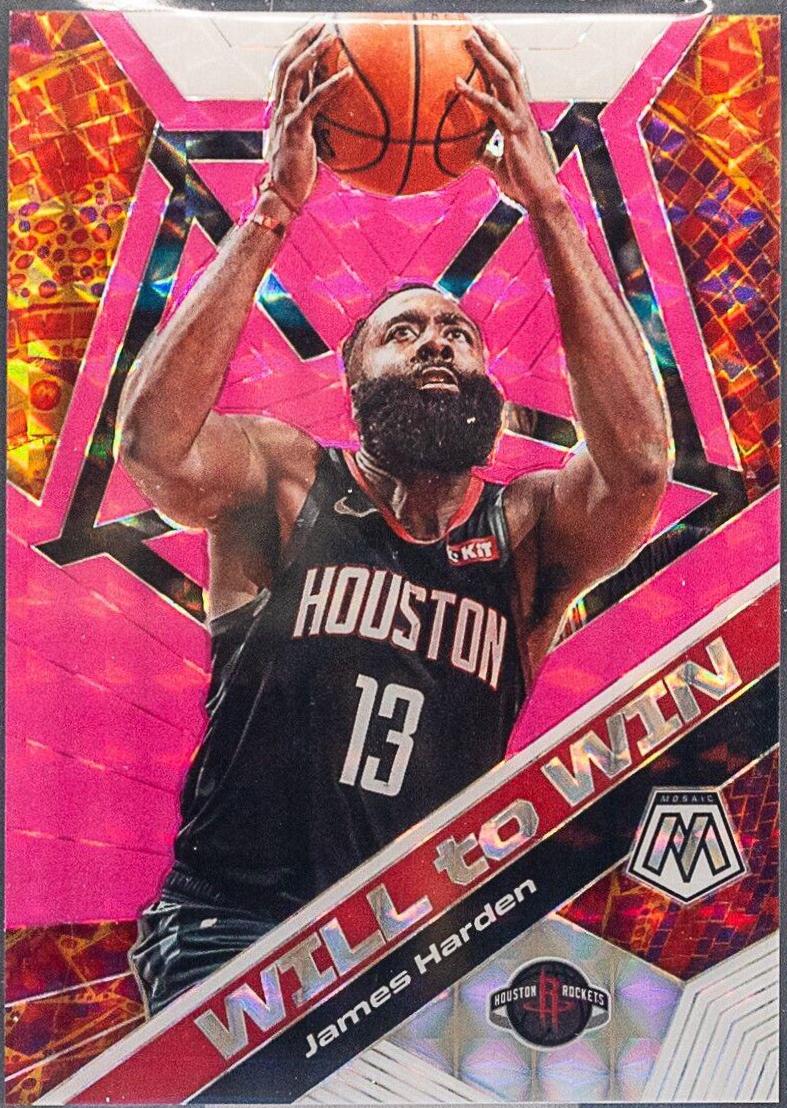 James Harden [Pink Fluorescent] #20 Basketball Cards 2019 Panini Mosaic Will to Win