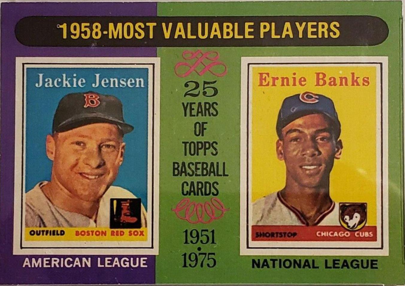 1958 MVP's [Jackie Jensen, Ernie Banks] #196 Baseball Cards 1975 Topps