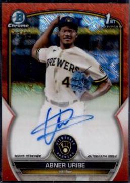 Abner Uribe [Orange Shimmer] #CPA-AU Baseball Cards 2023 Bowman Chrome Prospect Autographs